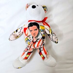 Elvis Presley EUC King of Hearts 005 Vintage 2004 White Stuffed Bear